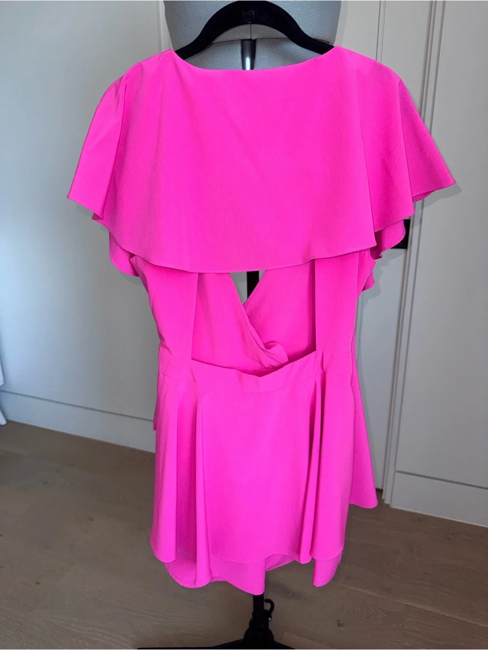 Neon Pink Ruffle Wrap Jumper - Picture 3 of 4